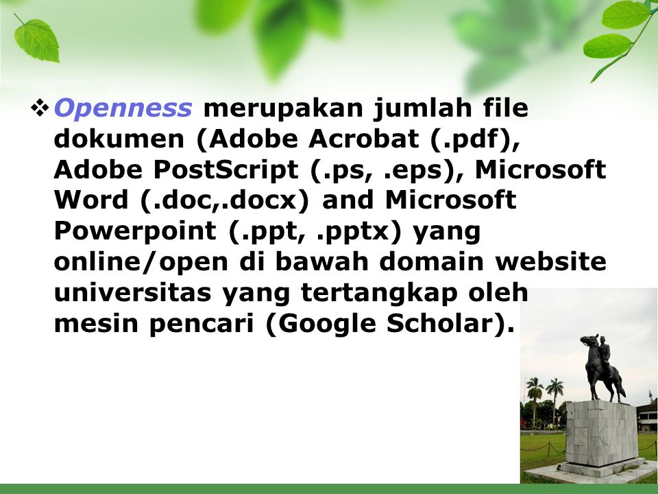 Openness merupakan jumlah file dokumen (Adobe Acrobat (