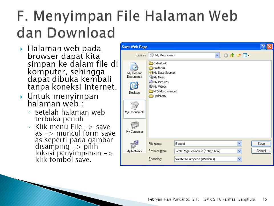 F. Menyimpan File Halaman Web dan Download