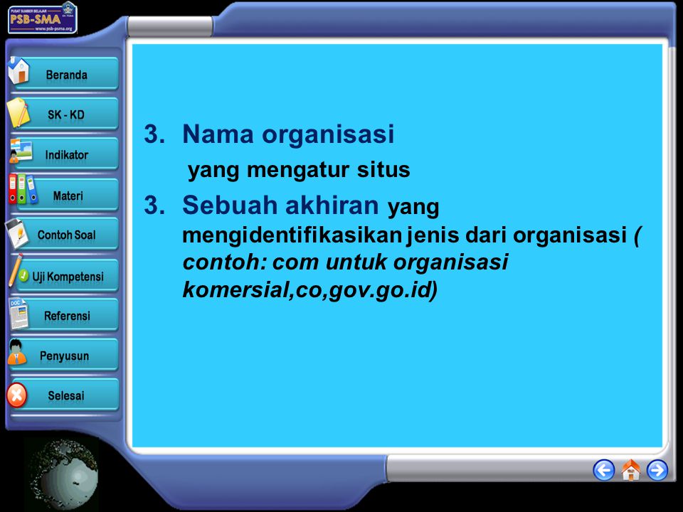 Nama organisasi yang mengatur situs.