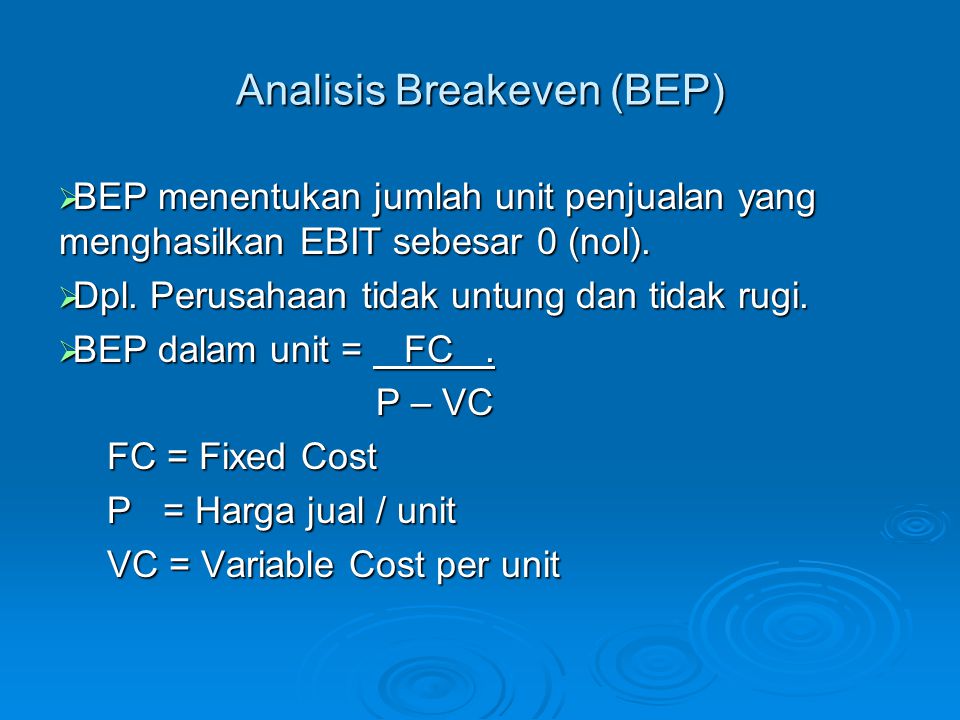 Analisis Breakeven (BEP)