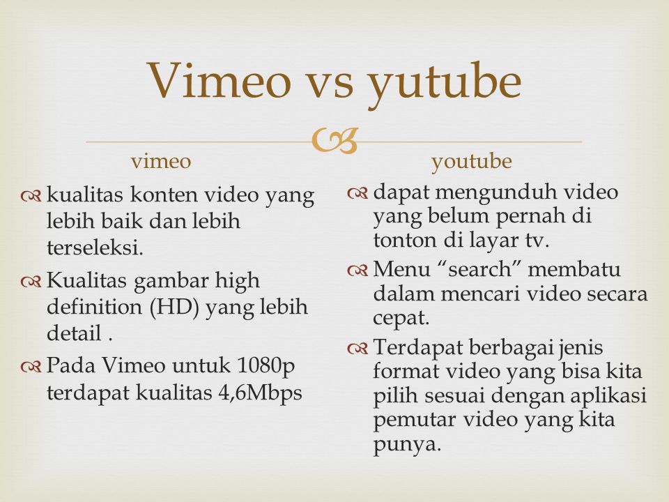 Vimeo vs yutube vimeo youtube