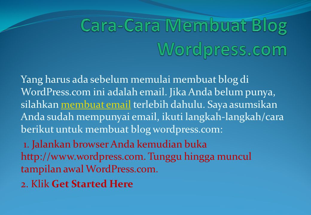 Cara-Cara Membuat Blog Wordpress.com