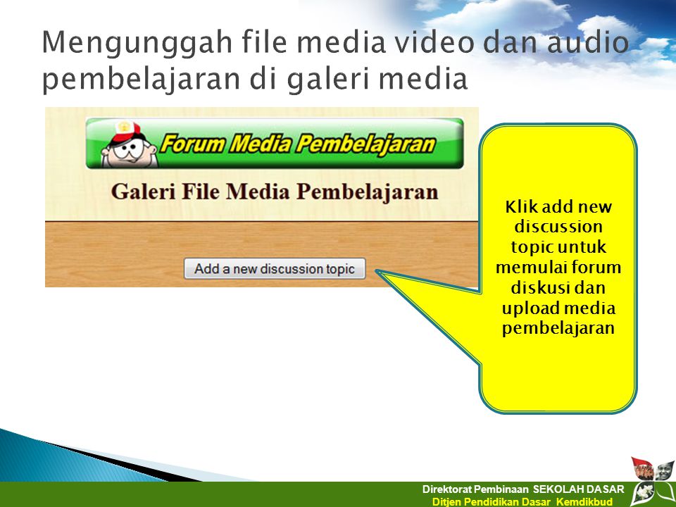 Mengunggah file media video dan audio pembelajaran di galeri media
