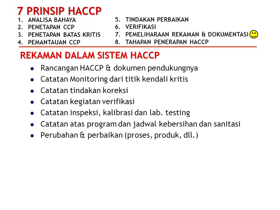 REKAMAN DALAM SISTEM HACCP