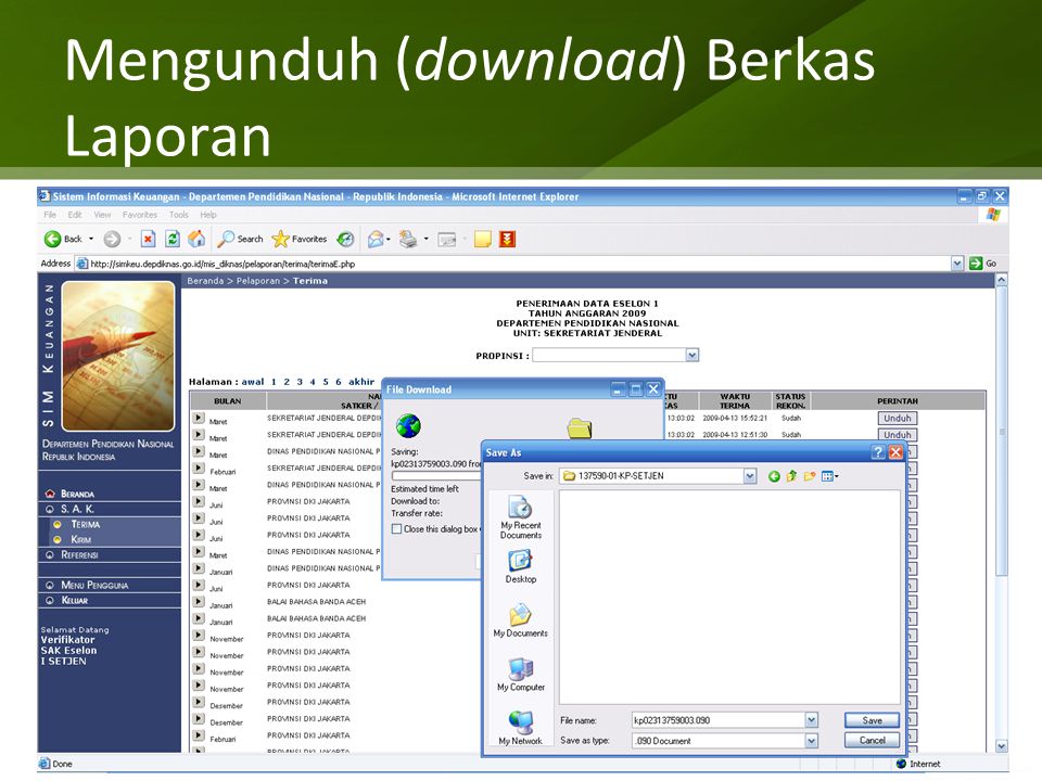 Mengunduh (download) Berkas Laporan