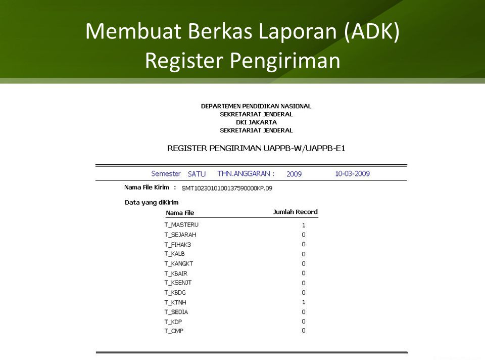 Membuat Berkas Laporan (ADK) Register Pengiriman