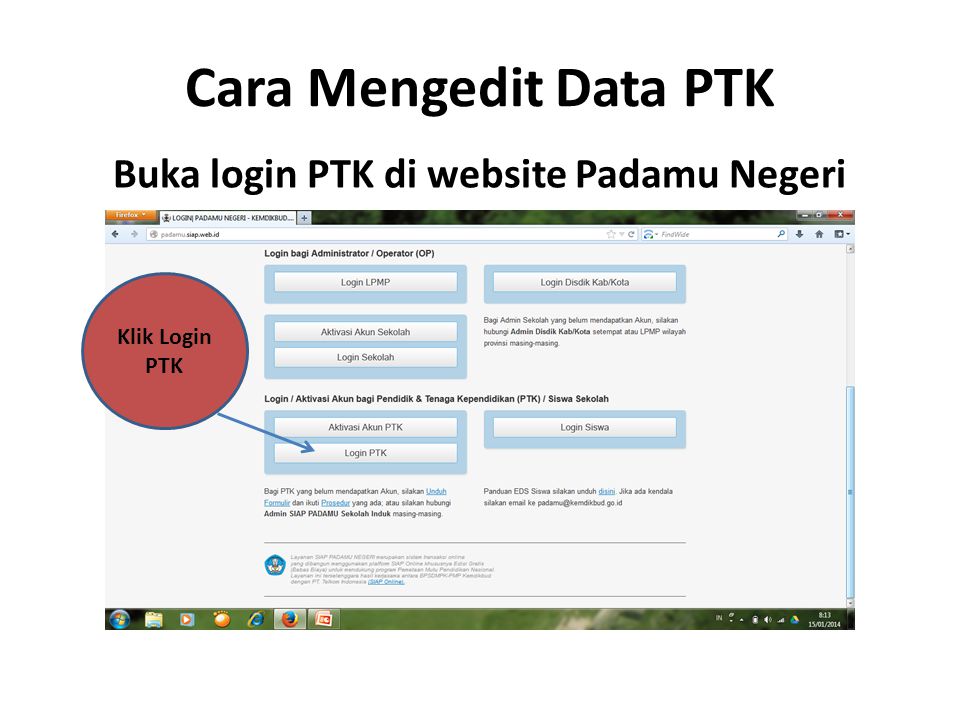 Buka login PTK di website Padamu Negeri