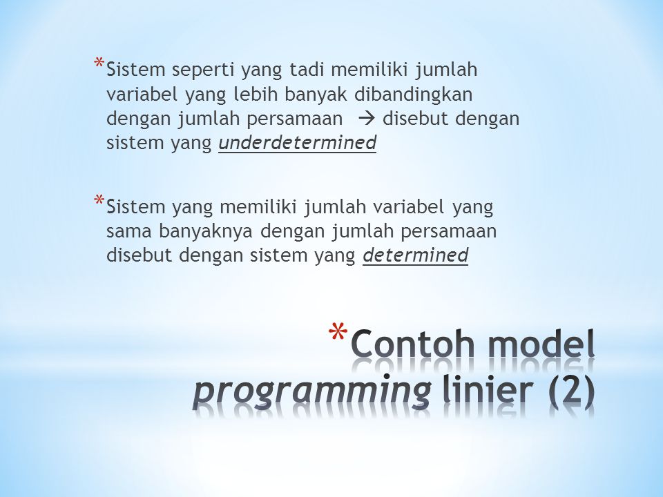 Contoh model programming linier (2)