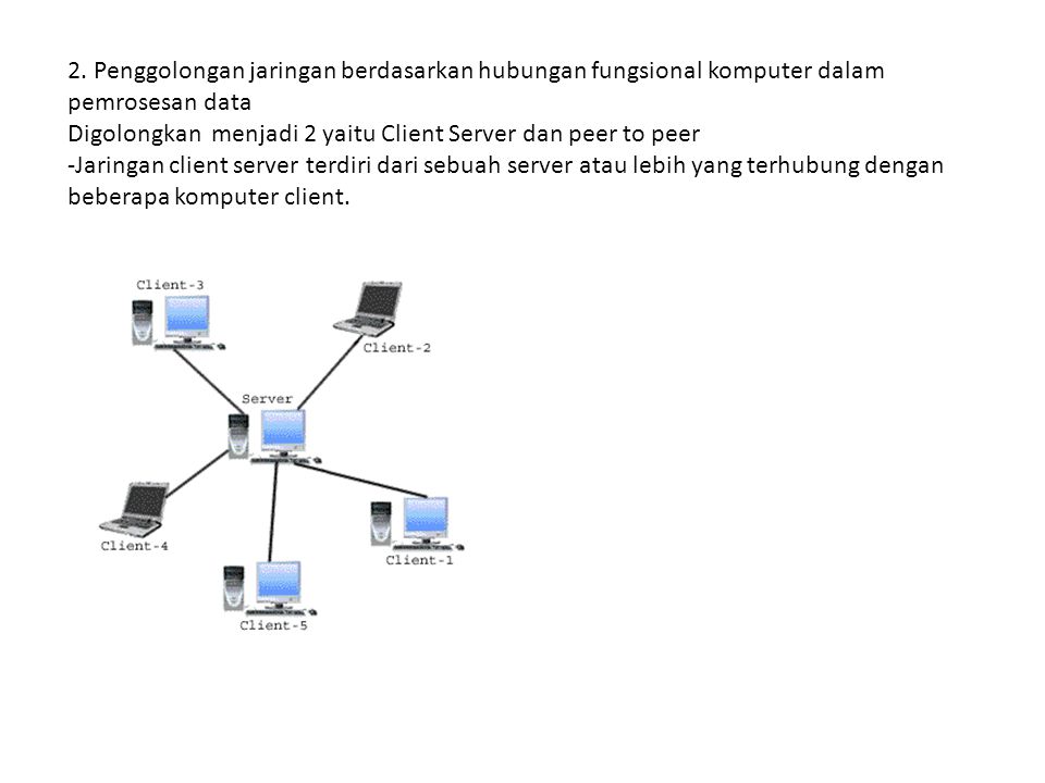 2. Penggolongan jaringan berdasarkan hubungan fungsional komputer dalam pemrosesan data