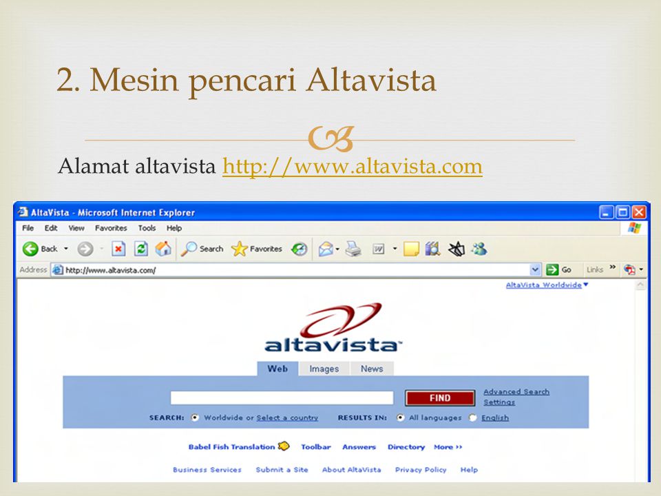 2. Mesin pencari Altavista