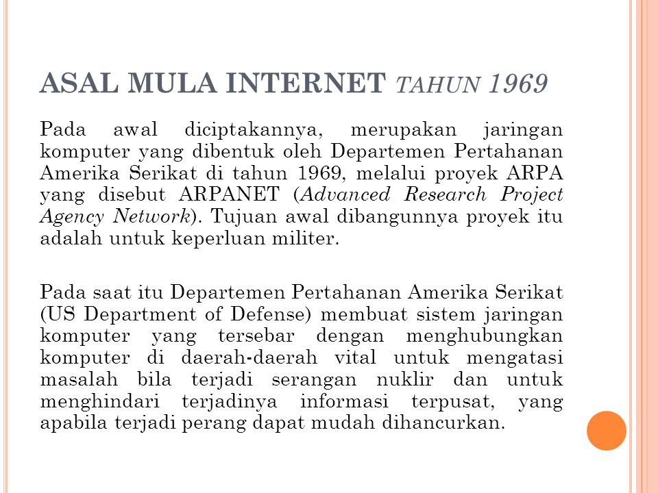 ASAL MULA INTERNET tahun 1969