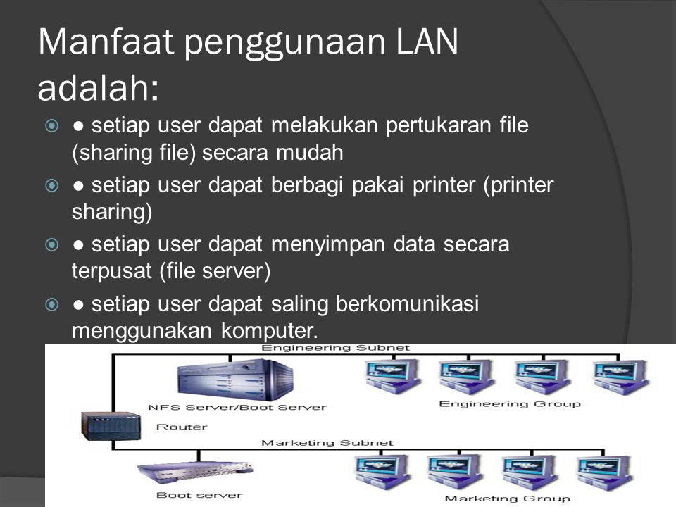 Manfaat penggunaan LAN adalah: