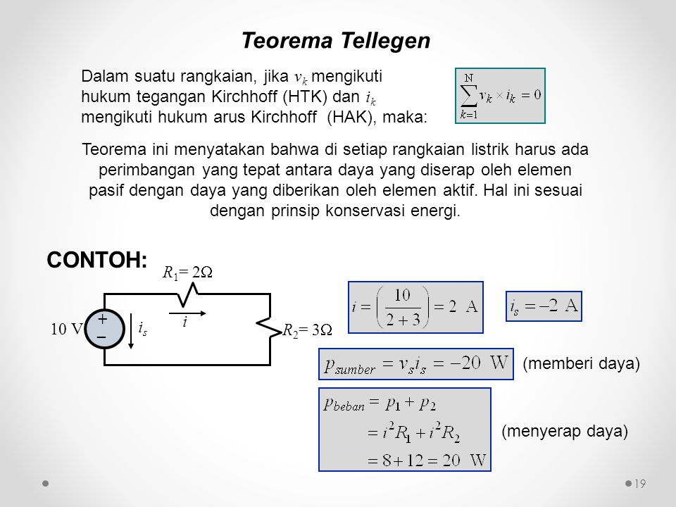 Teorema Tellegen CONTOH: