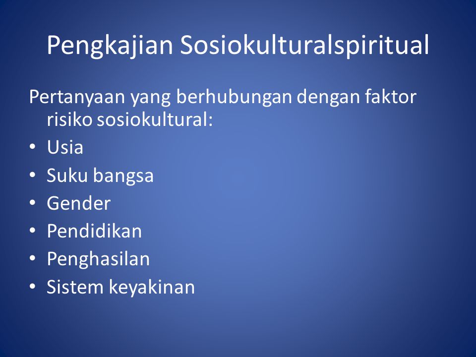 Pengkajian Sosiokulturalspiritual