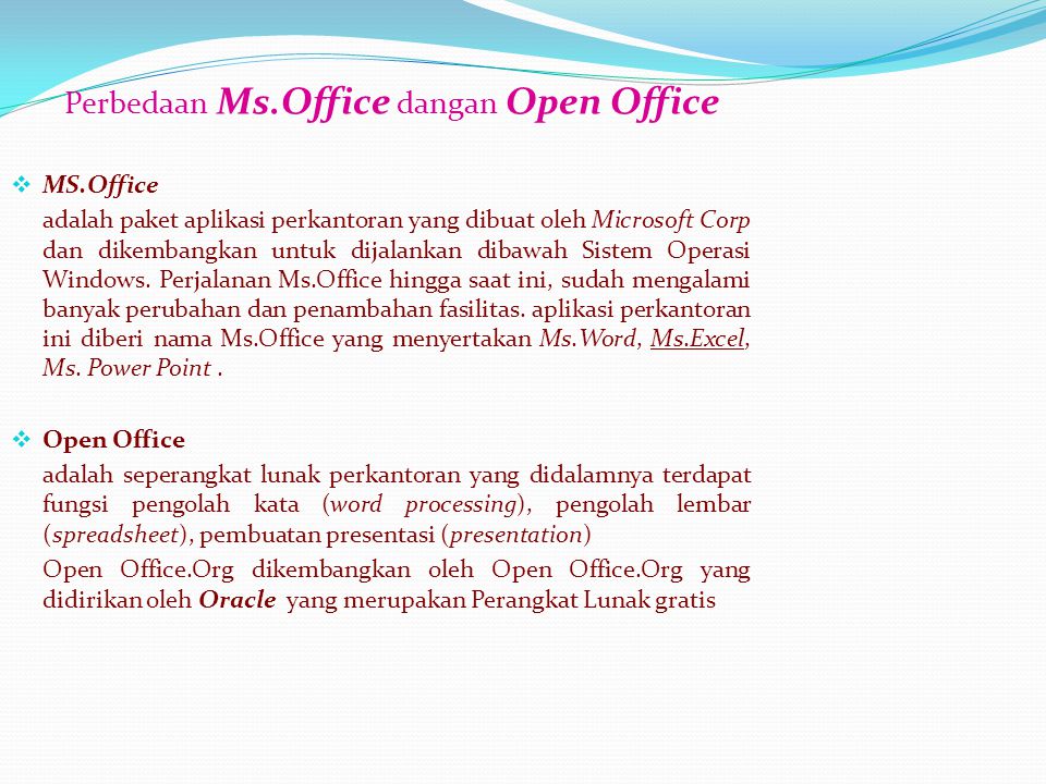 Perbedaan Ms.Office dangan Open Office