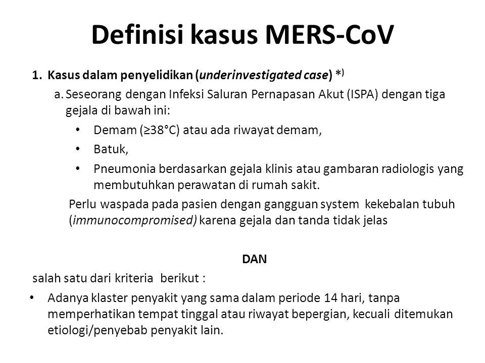 Definisi kasus MERS-CoV