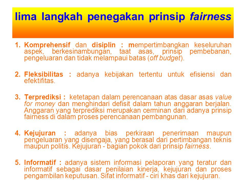 lima langkah penegakan prinsip fairness