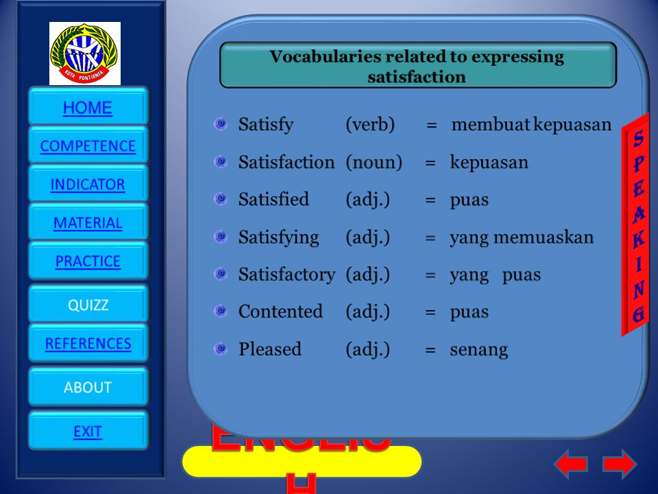 Vocabularies related to expressing satisfaction