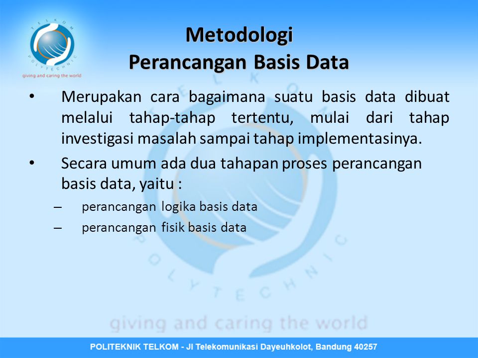 Metodologi Perancangan Basis Data