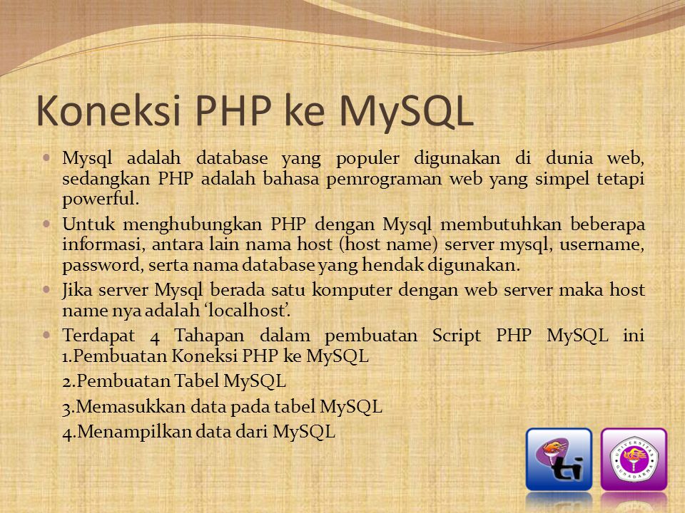 Koneksi PHP ke MySQL