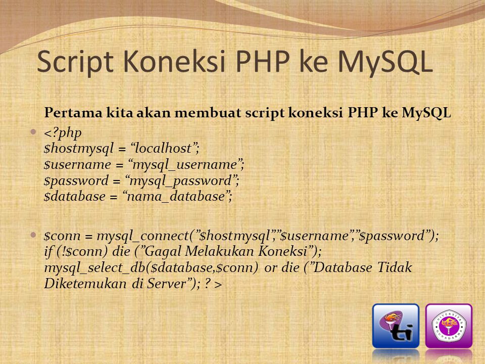 Script Koneksi PHP ke MySQL