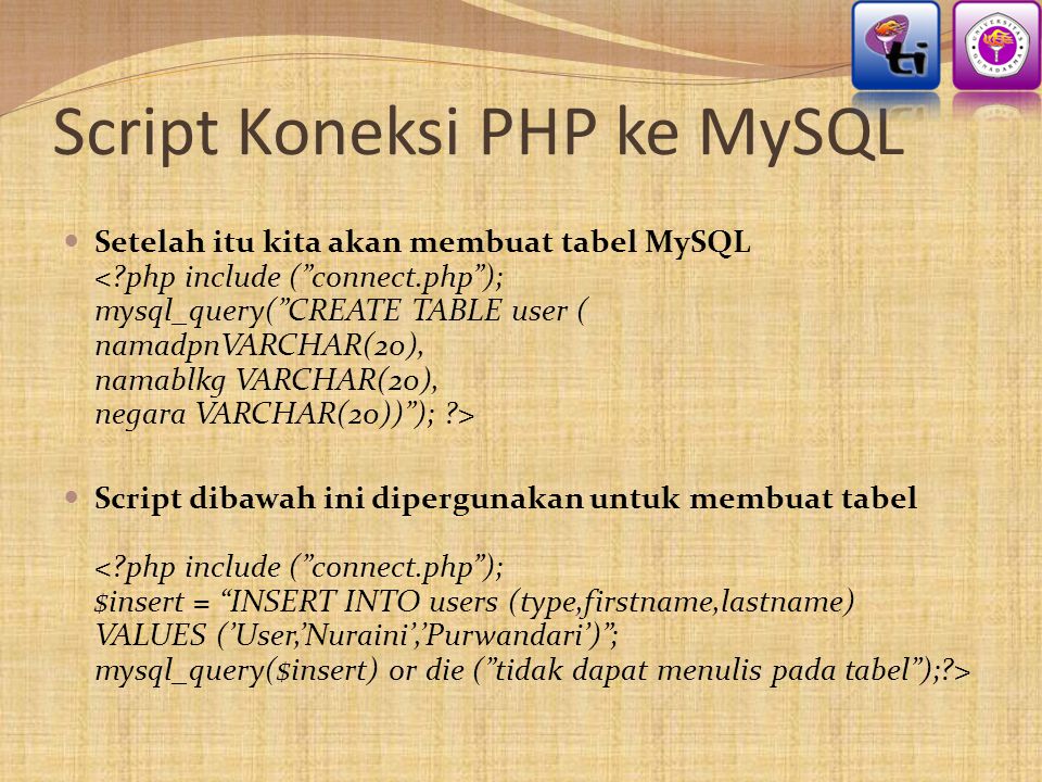 Script Koneksi PHP ke MySQL