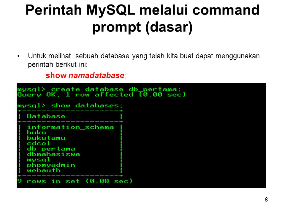 Perintah MySQL melalui command prompt (dasar)