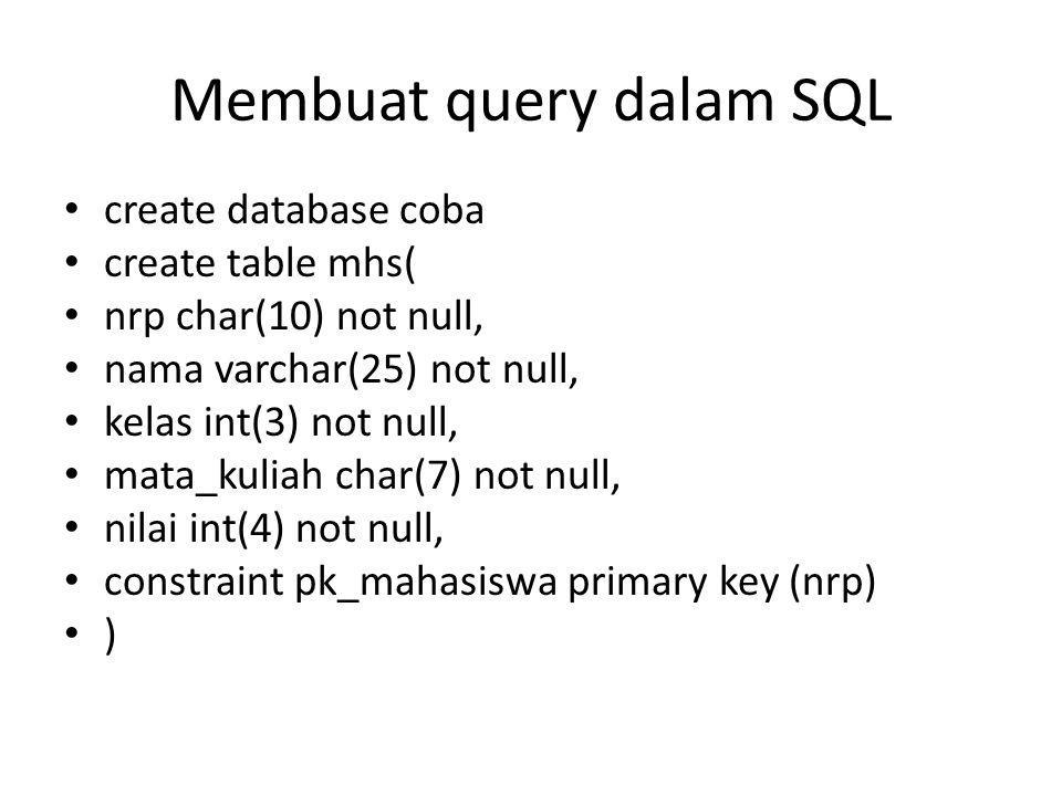 Membuat query dalam SQL