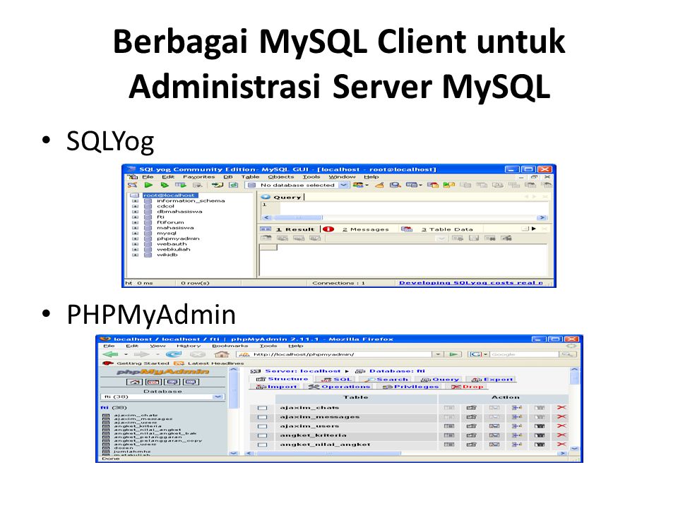 Berbagai MySQL Client untuk Administrasi Server MySQL