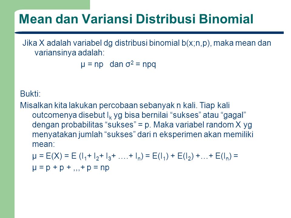 Mean dan Variansi Distribusi Binomial