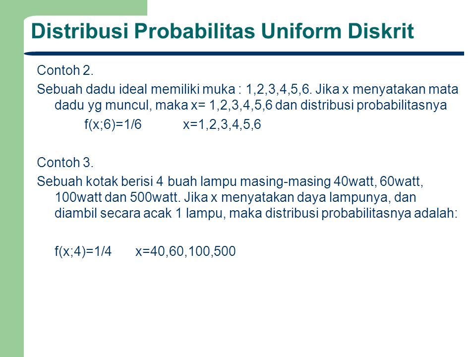Distribusi Probabilitas Uniform Diskrit