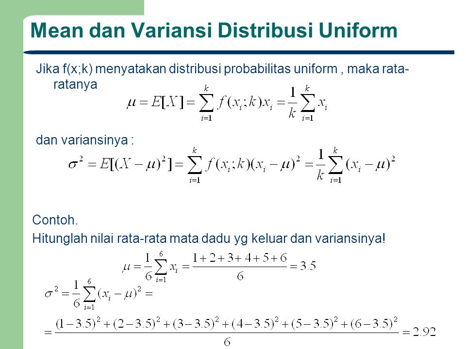 Mean dan Variansi Distribusi Uniform