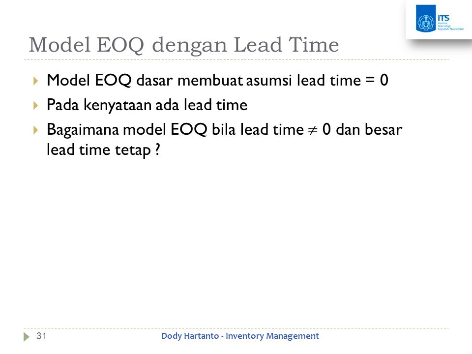 Model EOQ dengan Lead Time