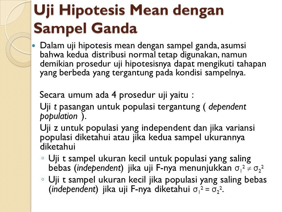 Uji Hipotesis Mean dengan Sampel Ganda