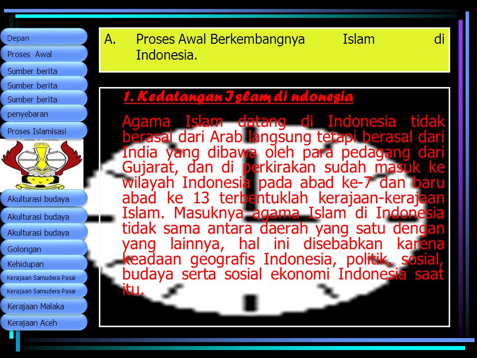 Proses Awal Berkembangnya Islam di Indonesia.