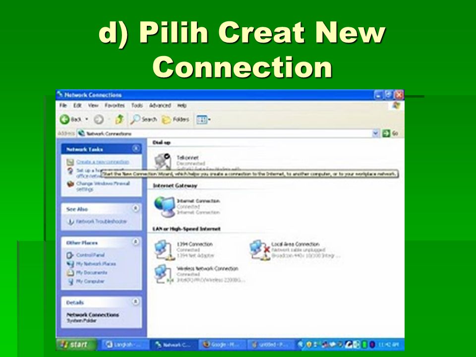 d) Pilih Creat New Connection