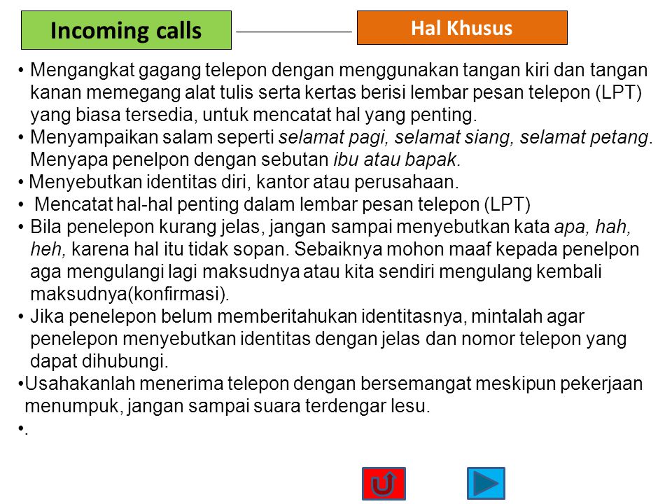 Incoming calls Hal Khusus