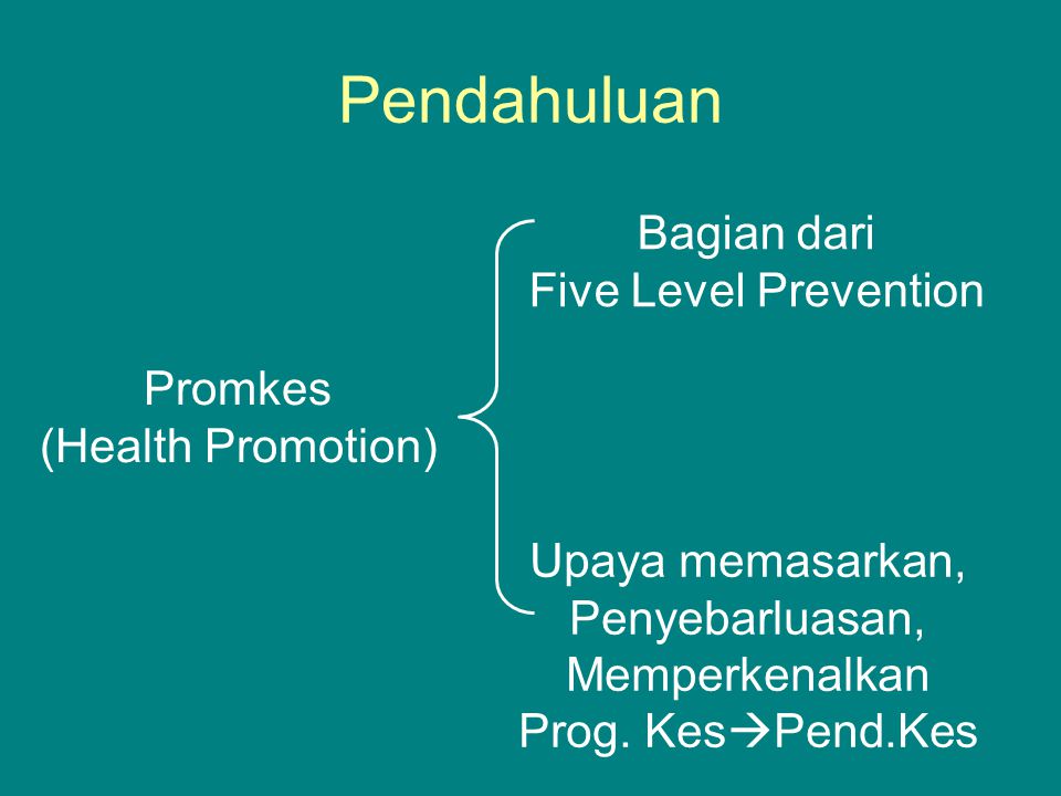 Pendahuluan Bagian dari Five Level Prevention Promkes
