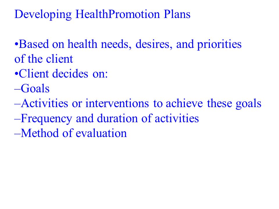 Developing HealthPromotion Plans