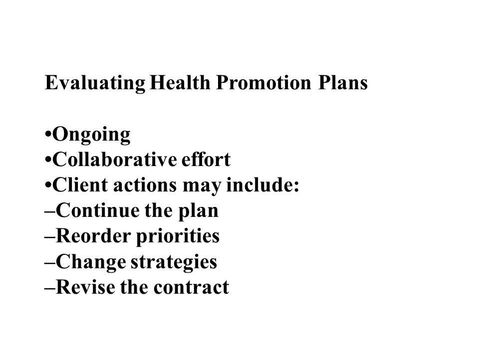 Evaluating Health Promotion Plans