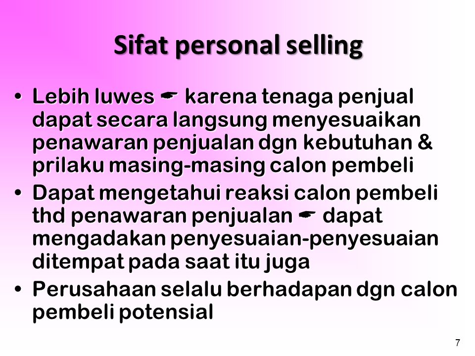 Sifat personal selling