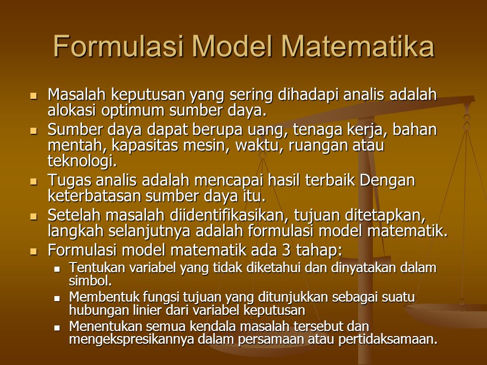 Formulasi Model Matematika
