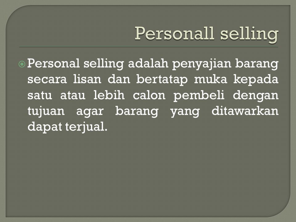 Personall selling