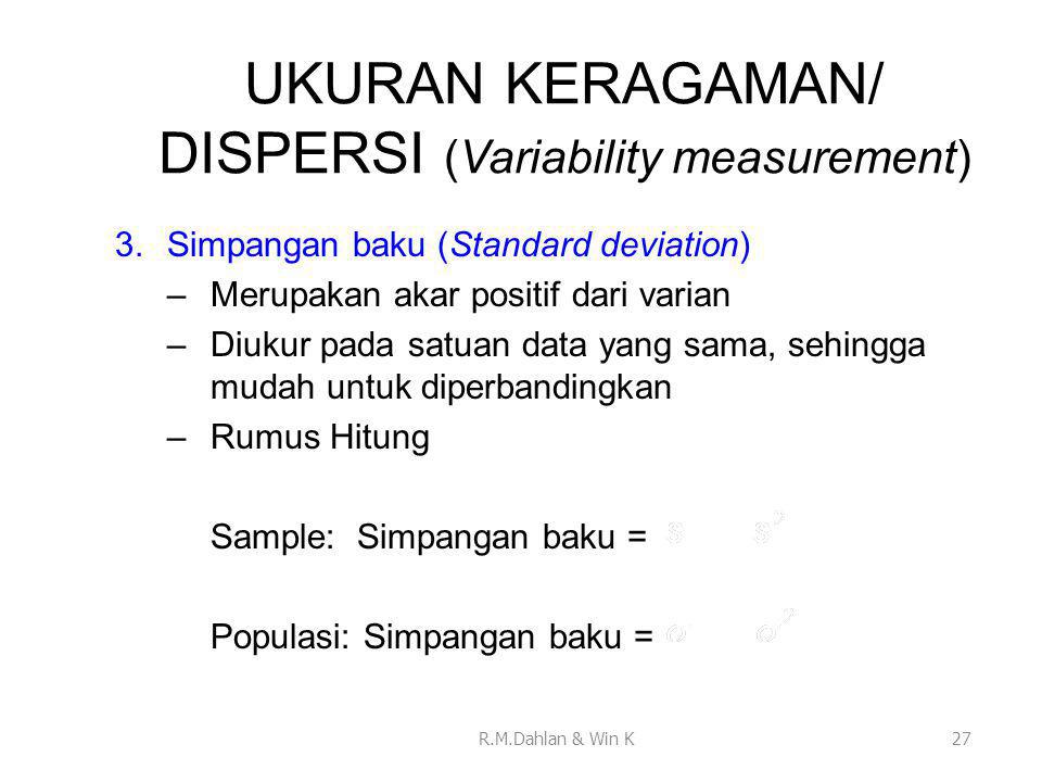 UKURAN KERAGAMAN/ DISPERSI (Variability measurement)