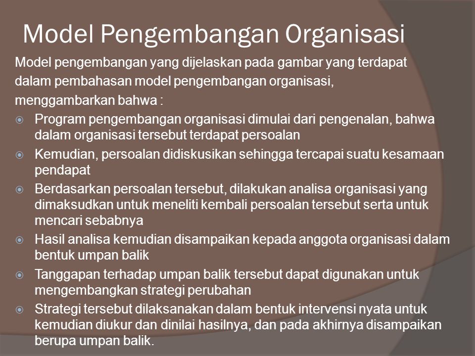 Model Pengembangan Organisasi