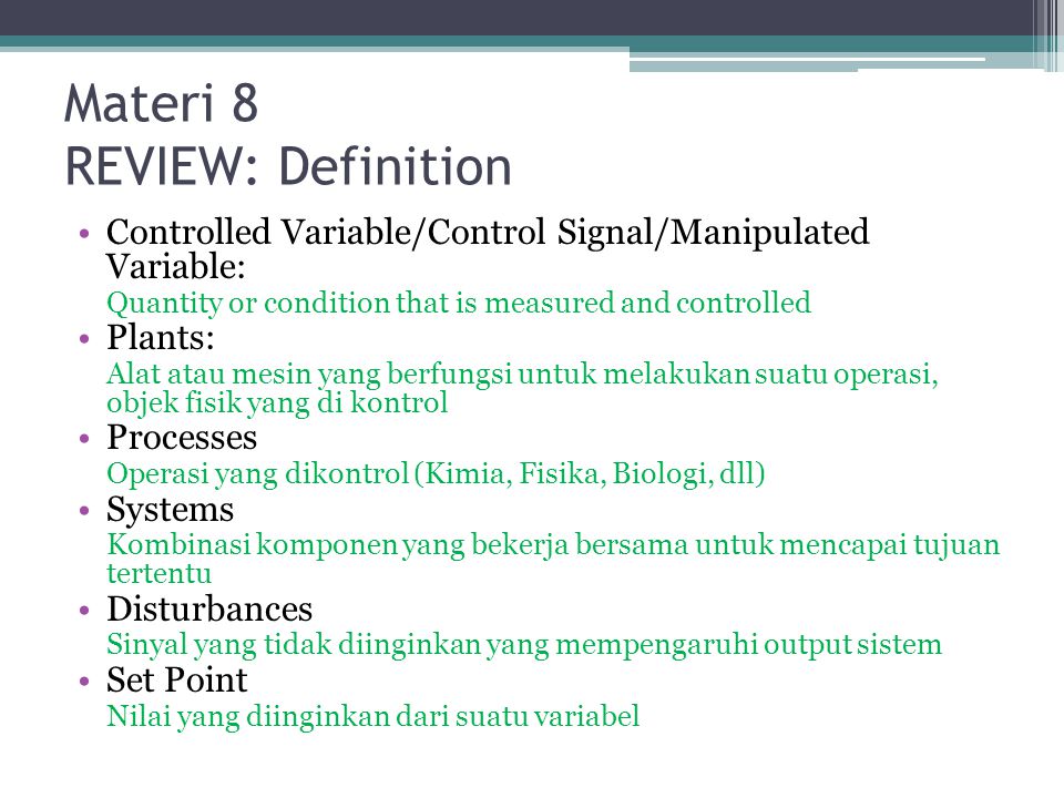 Sistem Kontrol – 8 Review, Transfer Fungsi, Diagram Blok 