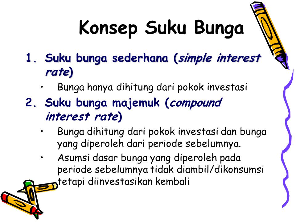 Konsep Suku Bunga Suku bunga sederhana (simple interest rate)