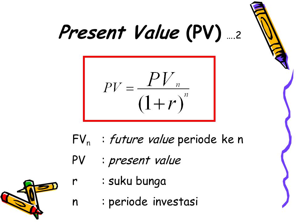 Present Value (PV) ….2 FVn : future value periode ke n