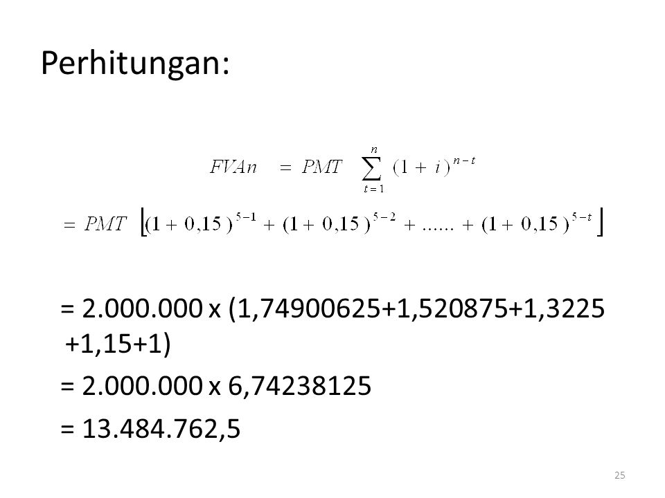 Perhitungan: = x (1, , , ,15+1)