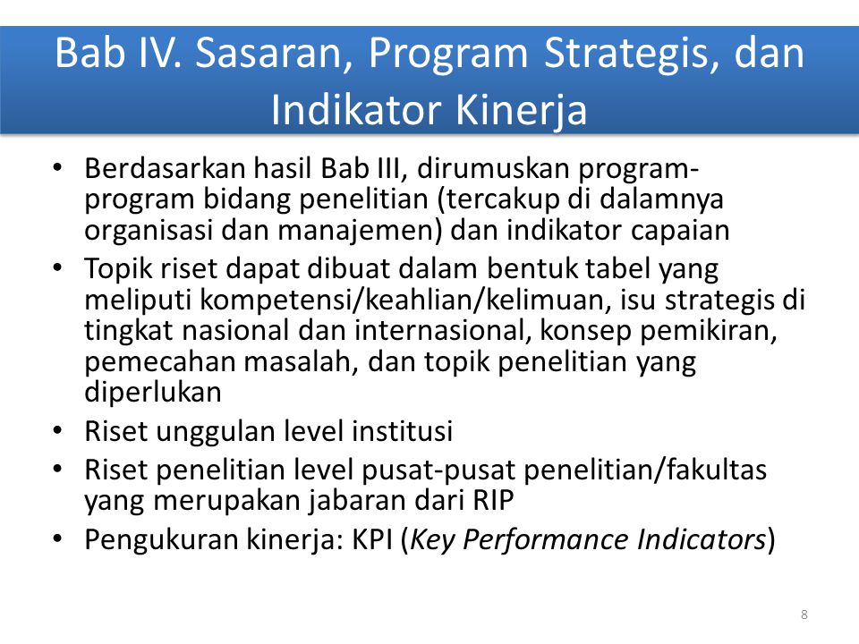 Bab IV. Sasaran, Program Strategis, dan Indikator Kinerja